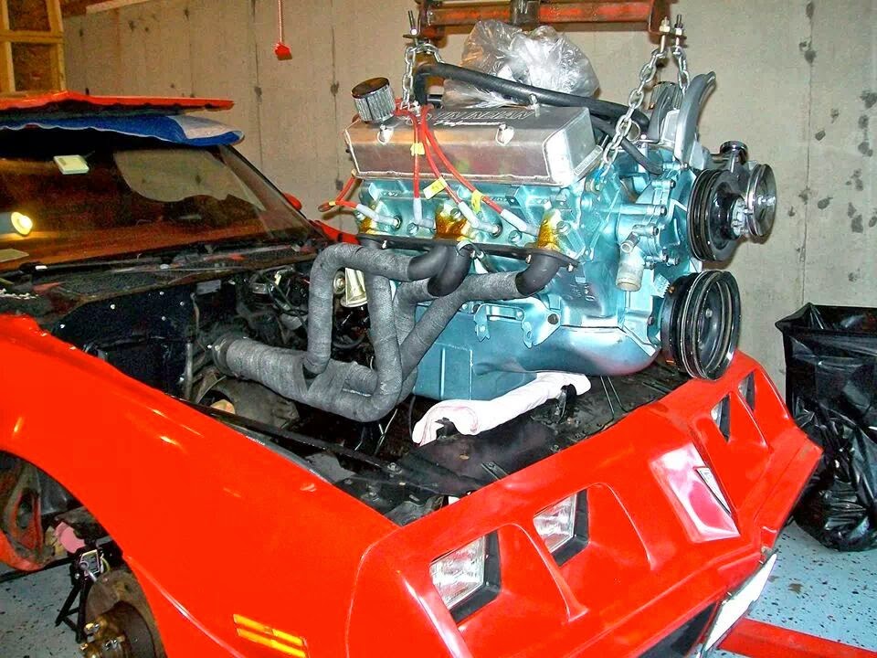 Michael Vaughn 1973 SD 455 engine going into engine bay